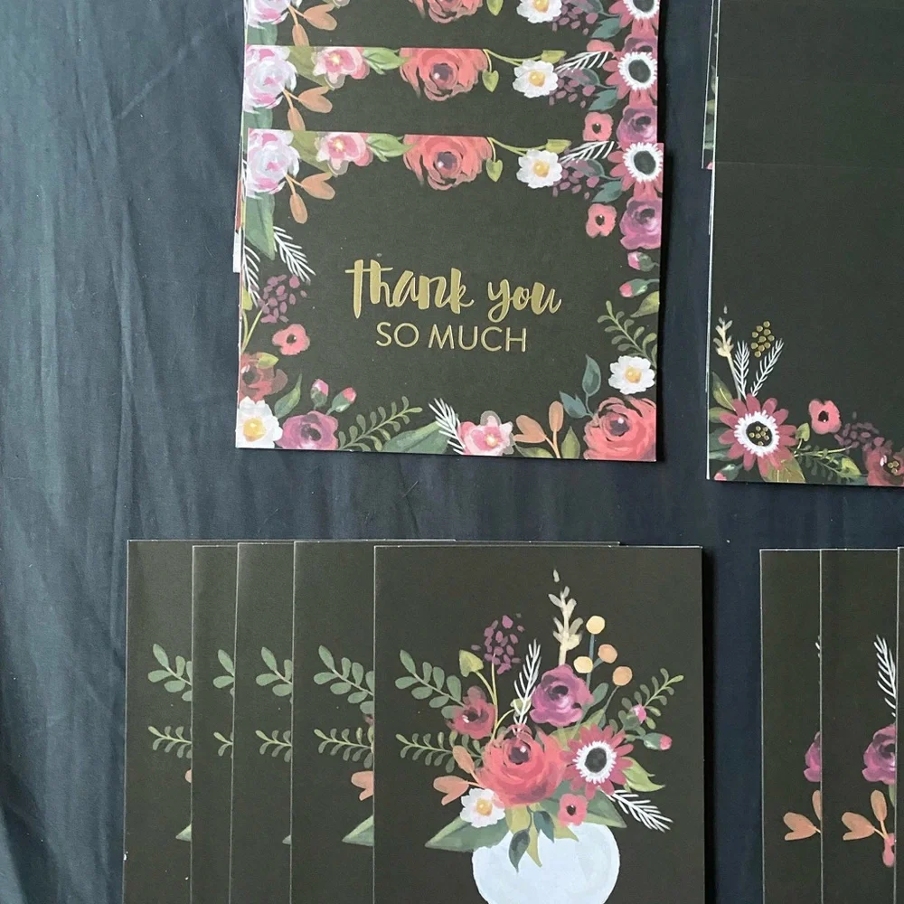 Set of 29 Black/ Floral Cards & Envelopes